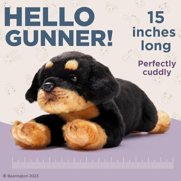 15”Gunner Rottweiler Plush Stuffed Animal Puppy Dog Toy for Kids Toy - Picture 2 of 5